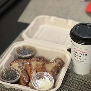 French Toast, Maple Syrup, hot Chocolate