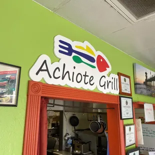 the entrance to the restaurant