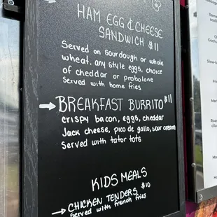 Breakfast menu / Kids Meal