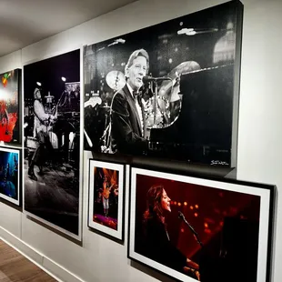 a wall full of music memorabilia