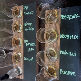 2 flights. Bourbon was our favorite ( starts Jack Bonded) and then Scotland. 2 very different tastes, we had enough for  three people