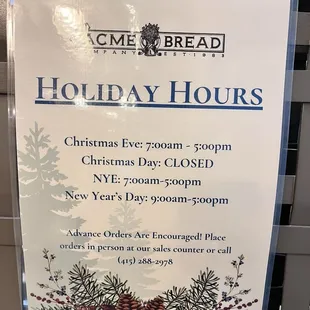 2024 - Holiday Hours