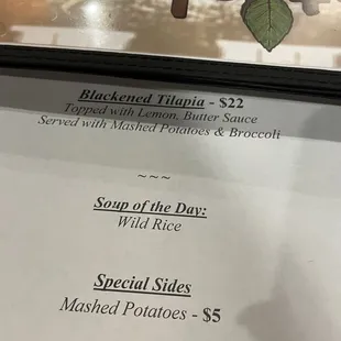 We had the special blackened tilapia