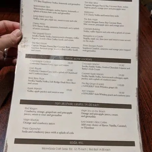 Cocktail menu