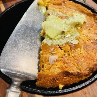 Savory cast iron skillet cornbread with bacon &amp; cheddar