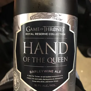 a bottle of game of thrones hand of the queen
