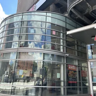 the entrance to the building