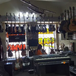 Guitars, keyboards, amps, brass instruments, wind instruments,
