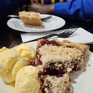 Cherry pie and vanilla ice cream
