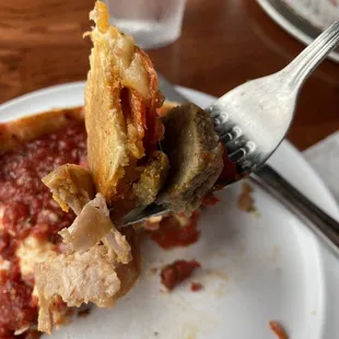 Huge chunk of mushroom with Italian sausage and bacon