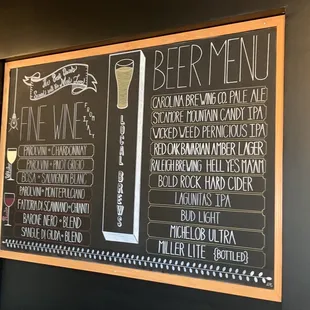 a menu on a chalkboard