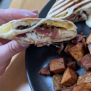 Bacon breakfast burrito (mostly tortilla)