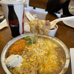 Chili Verde Pork burrito (supreme style)