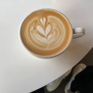 latte art in a white cup