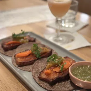 Pork belly tacos al pastor