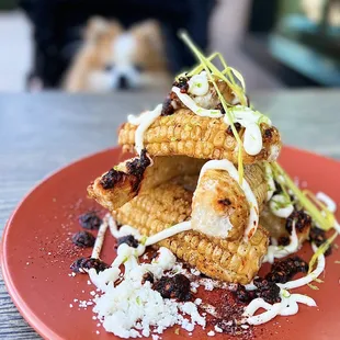 Costillas de Elote: Corn Ribs w/ mayo, queso fresco, chile salt, salsa macha | $10 (GET THIS!)
