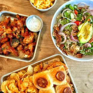 BBQ Cauliflower &quot;Wings&quot;, Fried Chicken Sandwich, Mac and Cheese and Ancient Grain Bowl