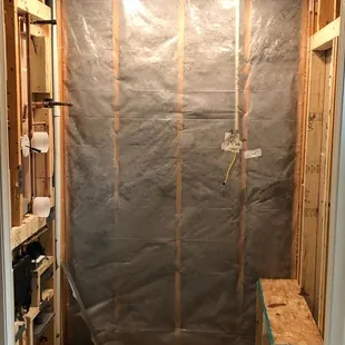 This is a picture before the tile is installed on another sweet shower upgrade.