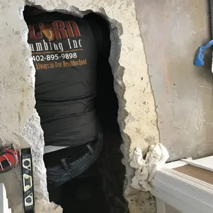 Sometimes we even have to crawl under the concrete to fix a broken pipe.