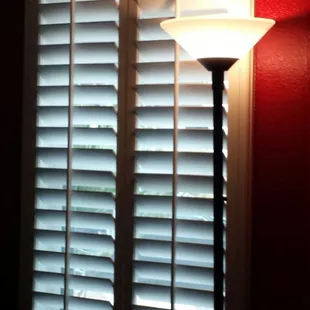 STANDARD FRAME SHUTTER ON 2 PANELS MAKES ROOM FILL MUCH WORM IN THE WINTER.