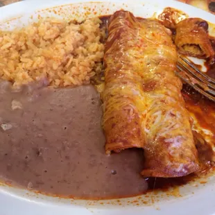 Mexican chicken enchiladas (made with corn tortillas)