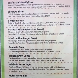 the menu