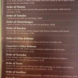 the menu