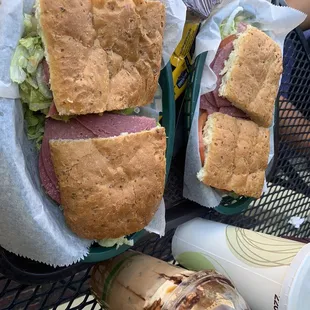 2- 1/2 hoagies and an iced turtle mocha