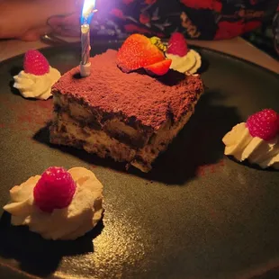 Complimentary birthday tiramisu