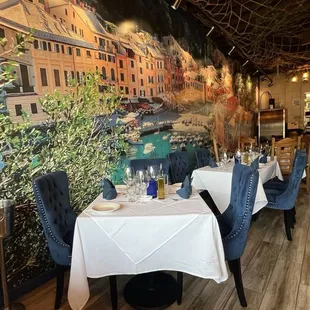 Wonderful inside with mural of Portofino.