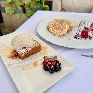 Locally made Baklava with pistachio ice cream and house made Tiramisu