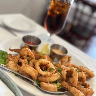 a plate of fried squids