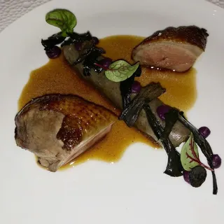 Dry-aged Squab breast, sour cherry, fennel, smoked honey and elderflower