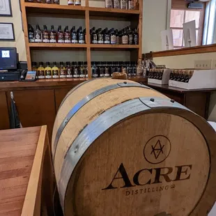 a wine barrel in a wine shop
