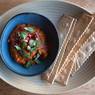 Muhammara and crackers