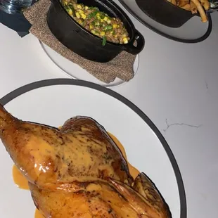 This was half of a hen. That was really delicious with the side of corn.