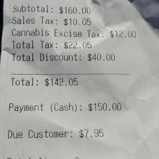 Tax info.... I shouldn't have been charged the excise tax, as a medical marijuana cardholder.