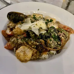 Seafood Dish over rice was good