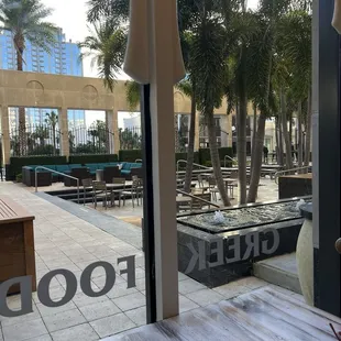 Patio area from inside dining.