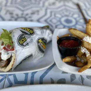 Pork gyro with fries