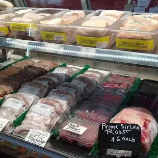 a variety of meats on display