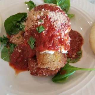 Eggplant Sorrell with Small Caesar Salad & Pita Bread