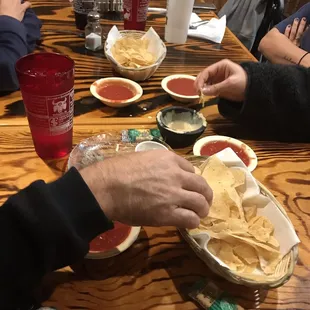 Chips and salsa. The salsa is not bad.