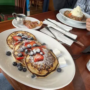 pancakes and beef stew