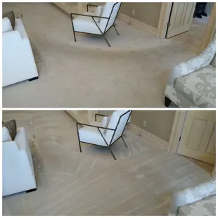 Before and after in a high traffic area.