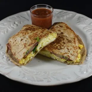 Breakfast quesadillas on the menu.