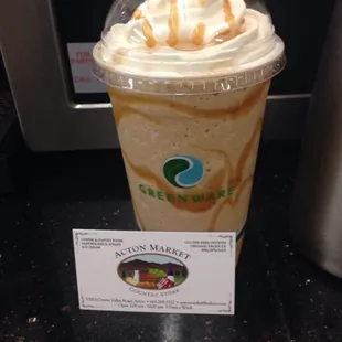 Caramel latte iceblend, one of many different flavored lattes at the Acton Market Country Store