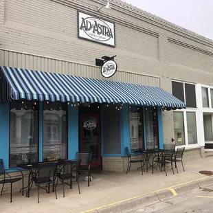 New outdoor seating with canopy
