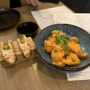 Lobster tacos and bang bang shrimp