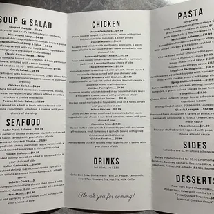 the menu